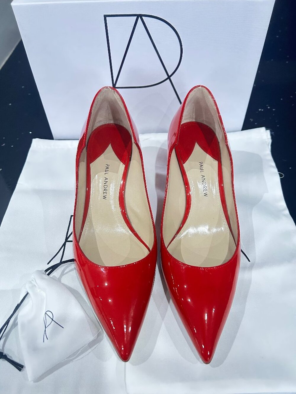 Paul Andrew Manhattan Red patent dragon red pumps size 39.5